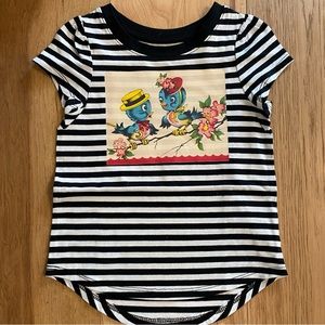 Vintage Baby Blue Birds Striped Toddler Shirt